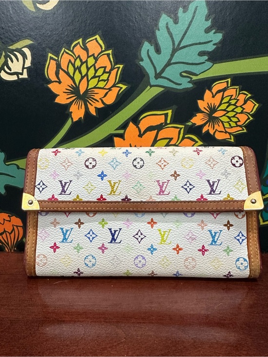 Louis Vuitton Handbags - Louis Vuitton Multicolore Murakami Monogram White Canvas Trifold Wallet